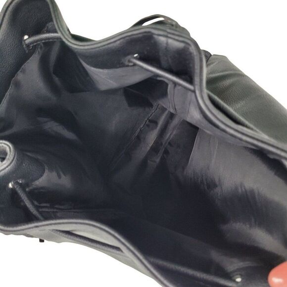 Victorias Secret Black Fringe Faux Leather Backpack Shoulder Bag Boho Biker - Picture 9 of 11